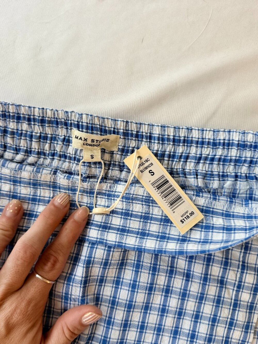 Max Studio London Blue Plaid Mini Skirt Size Small NWT - Picture 4 of 4